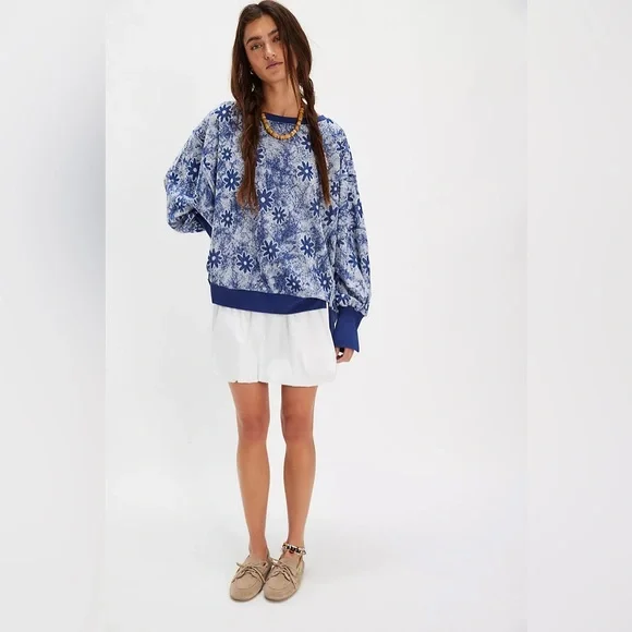 NWT Free People Steal My Sunshine Pullover In Navy Combo - Picture 3 of 8